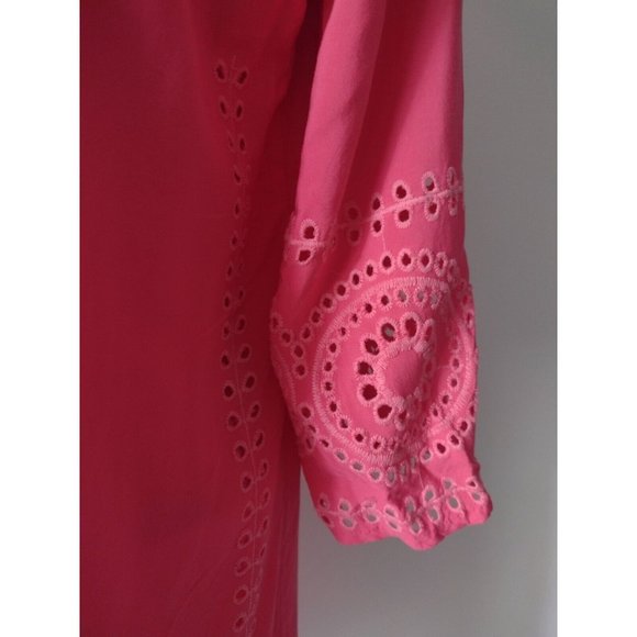 Crown Ivy Eyelet Lace Lined Sheath Dress Sz 6 Low Back Neck Tie Pink Barbiecore - Picture 4 of 9
